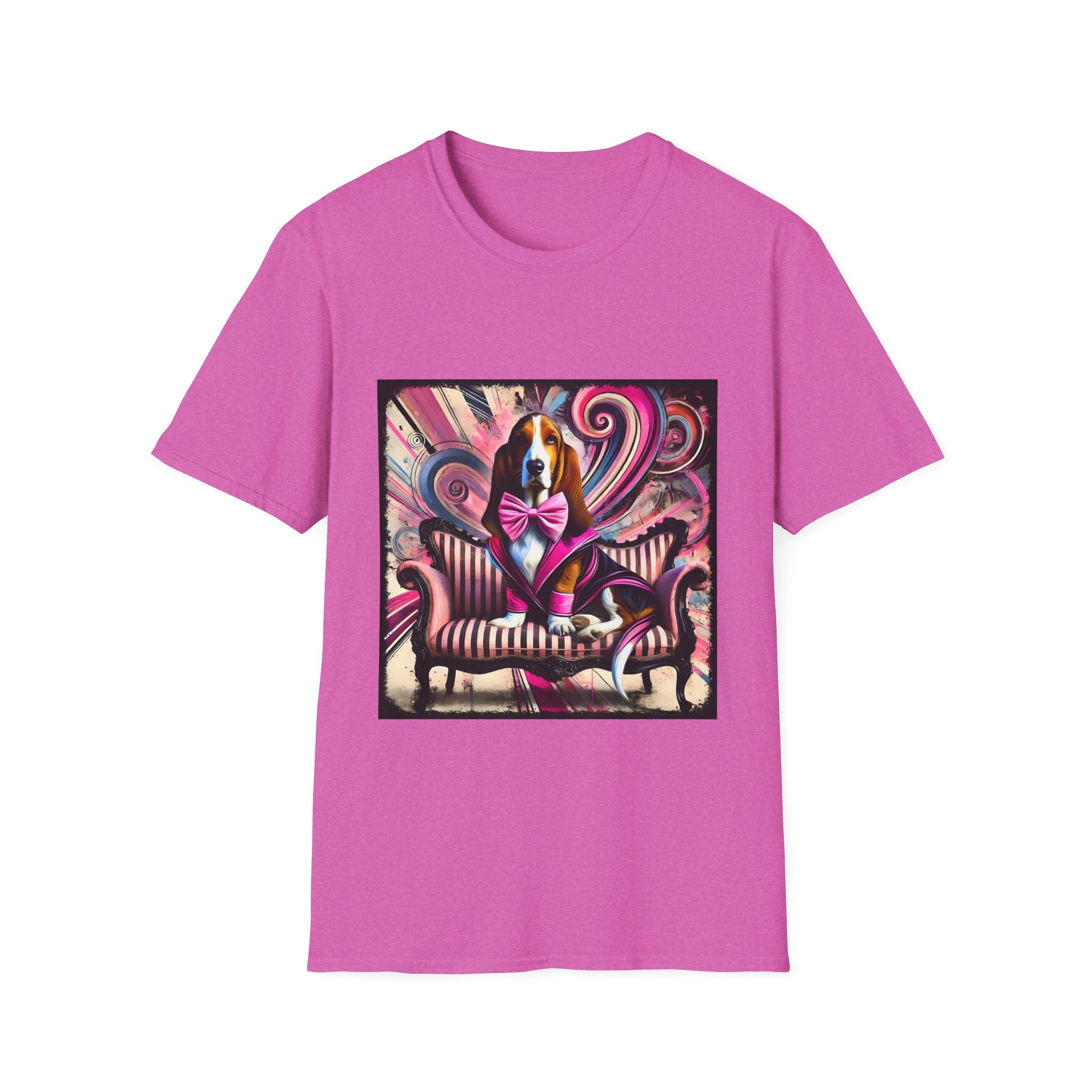 Basset Hound Pink Swirl Bold | Unisex Dog T-Shirt