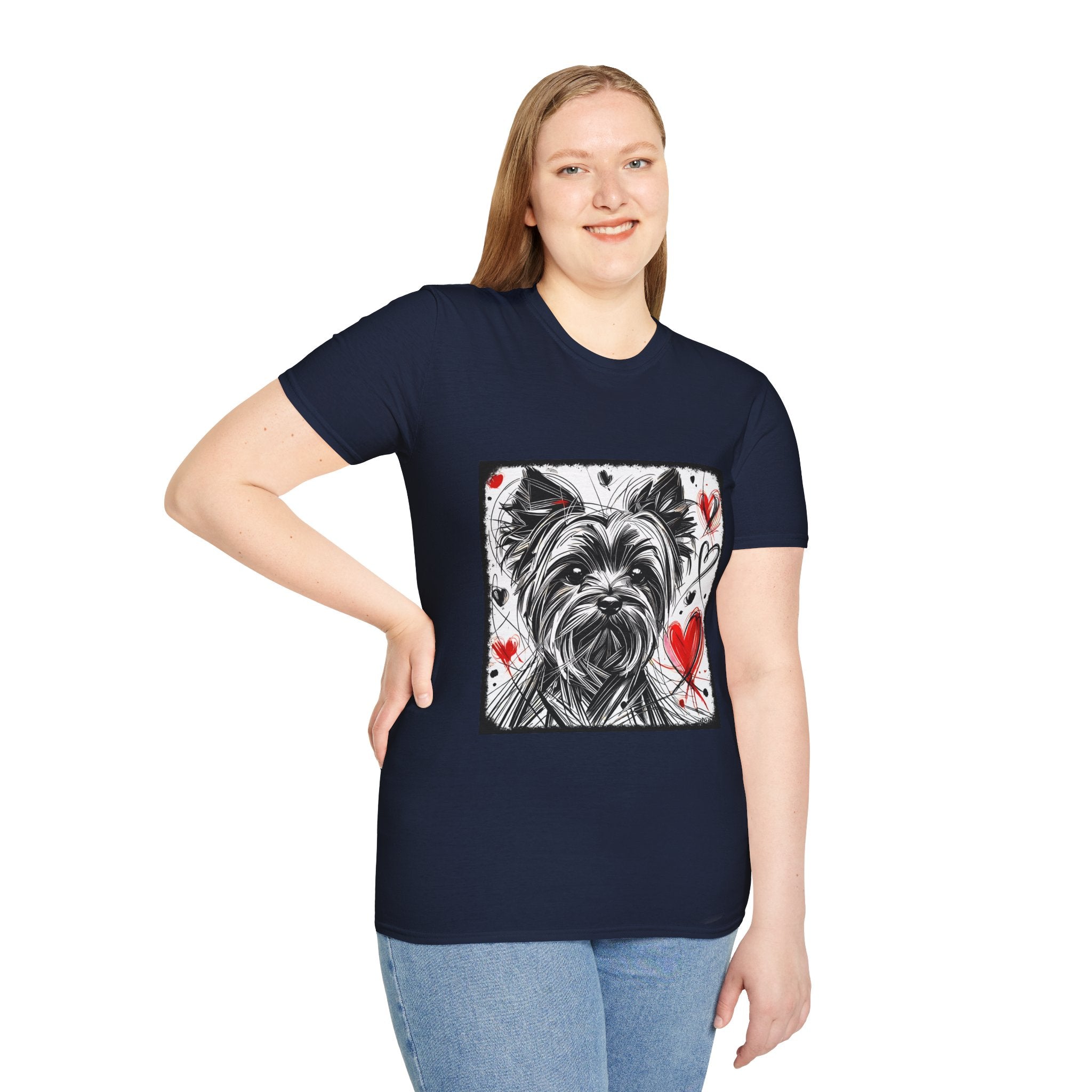 Yorkshire Terrier Bold Heart Sketch | Unisex Dog T-Shirt