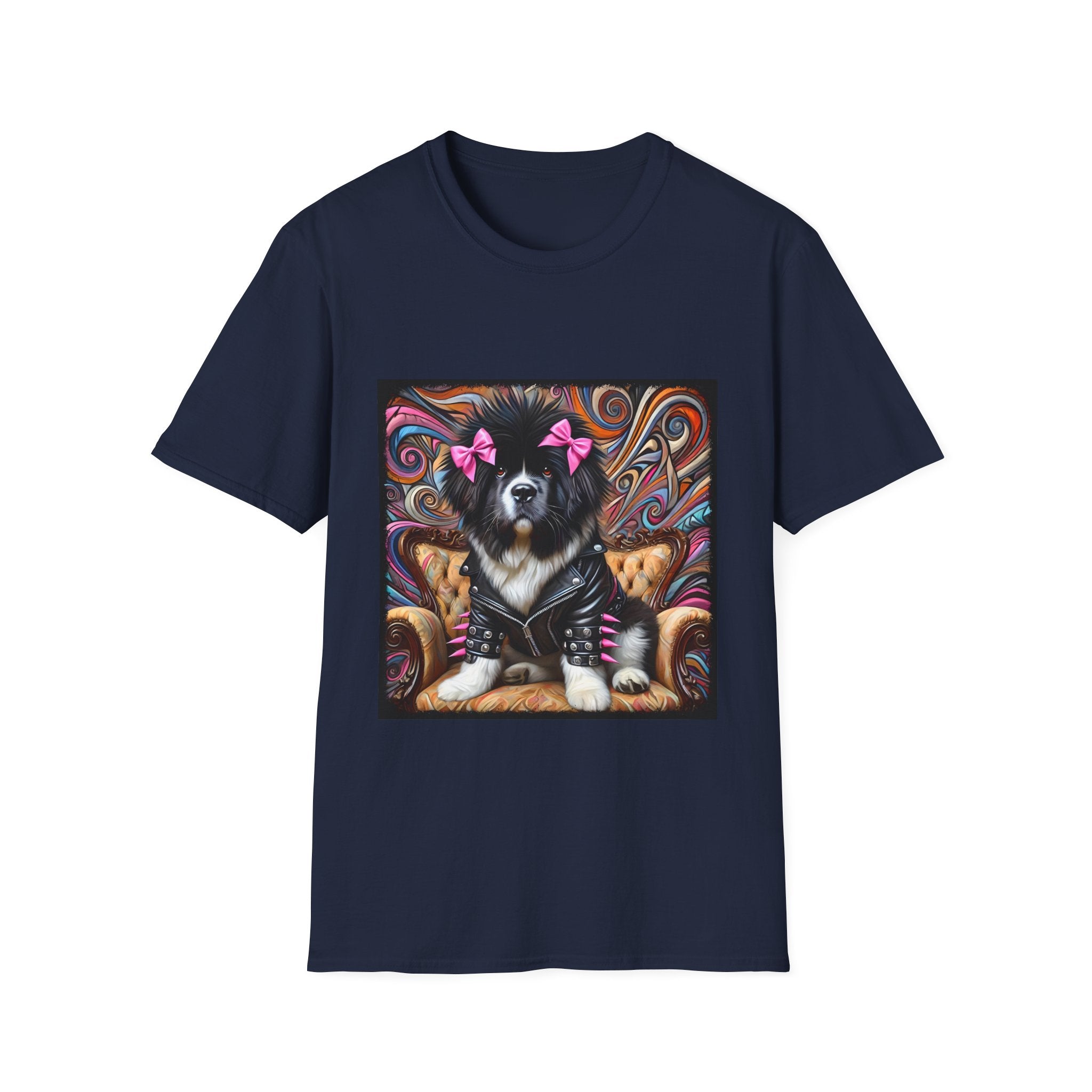 Newfoundland Pink Bow Vivid Rocker | Unisex Dog T-Shirt