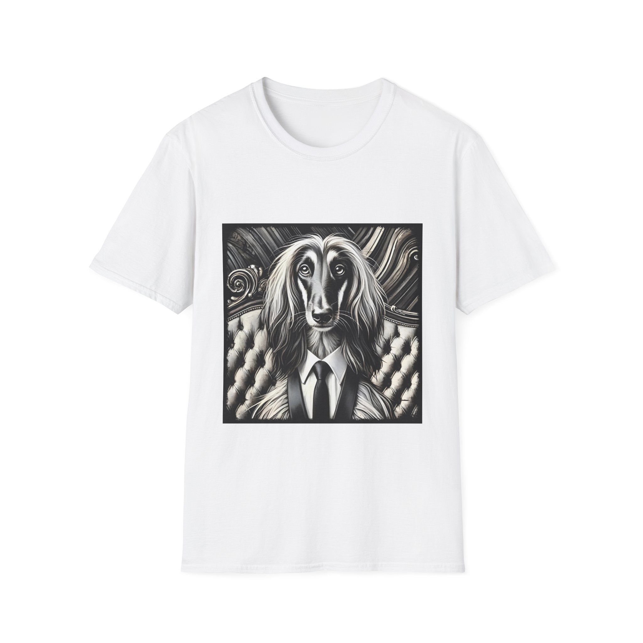Afghan Hound B&W Bold Tie | Unisex Dog T-Shirt