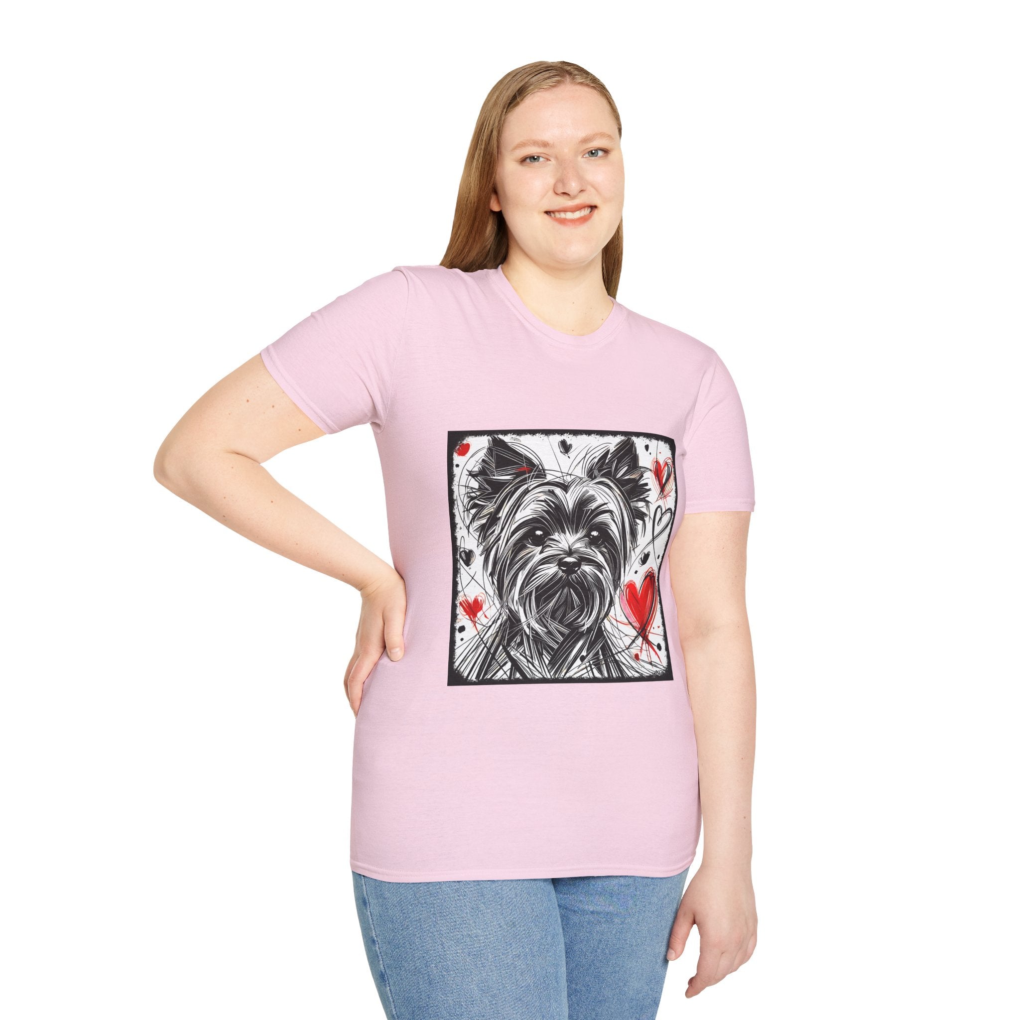 Yorkshire Terrier Bold Heart Sketch | Unisex Dog T-Shirt