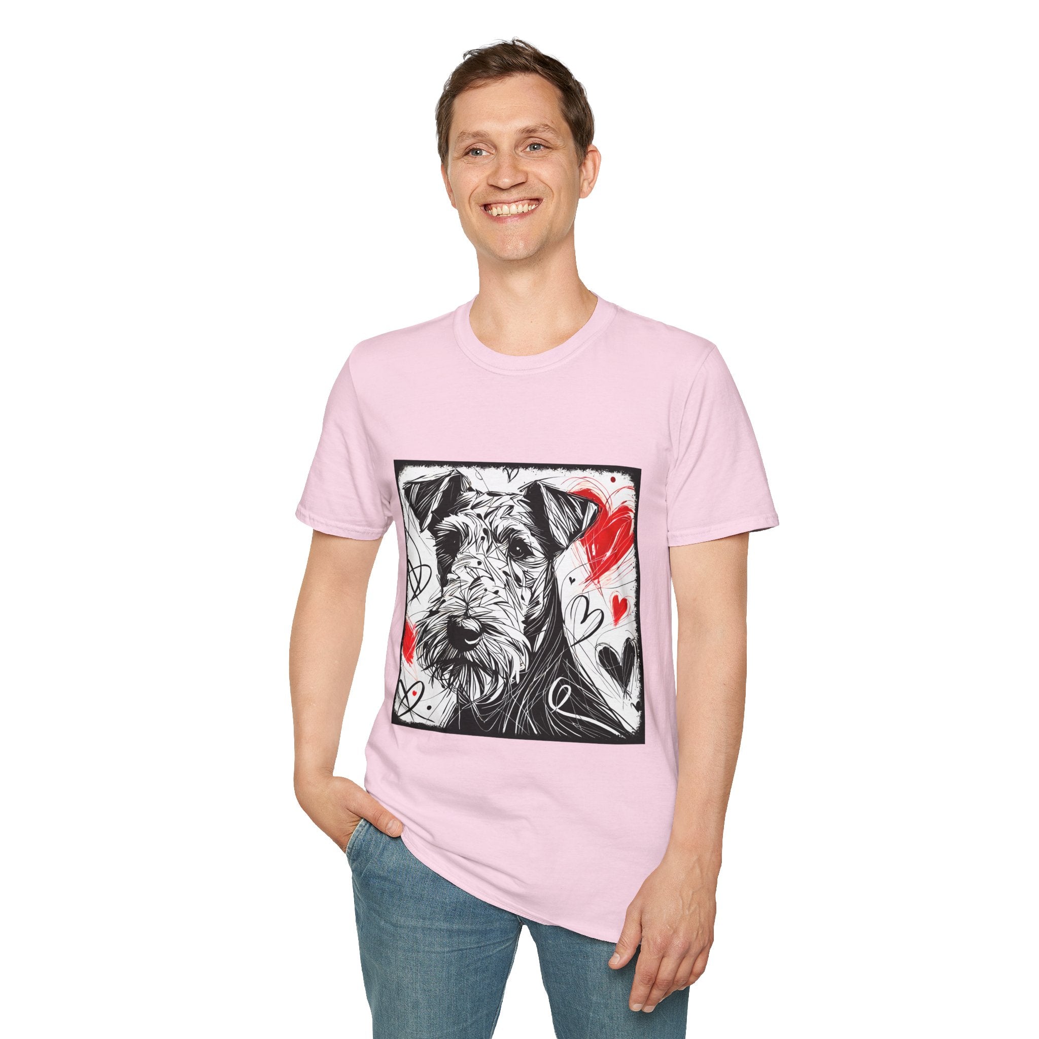 Airedale Terrier Bold Heart Sketch | Unisex Dog T-Shirt
