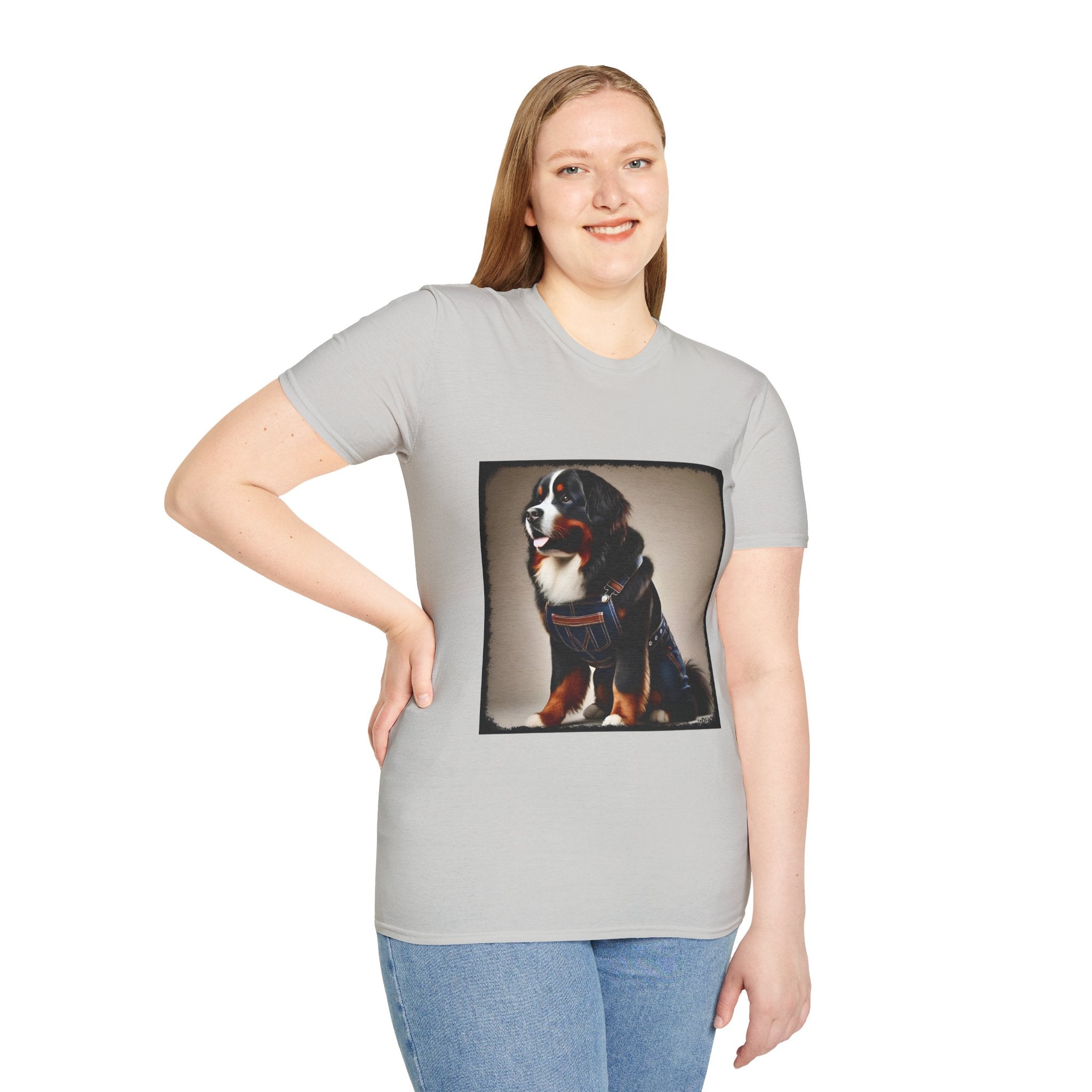 Bernese Mountain Dog Denim Darling | Unisex Dog T-Shirt