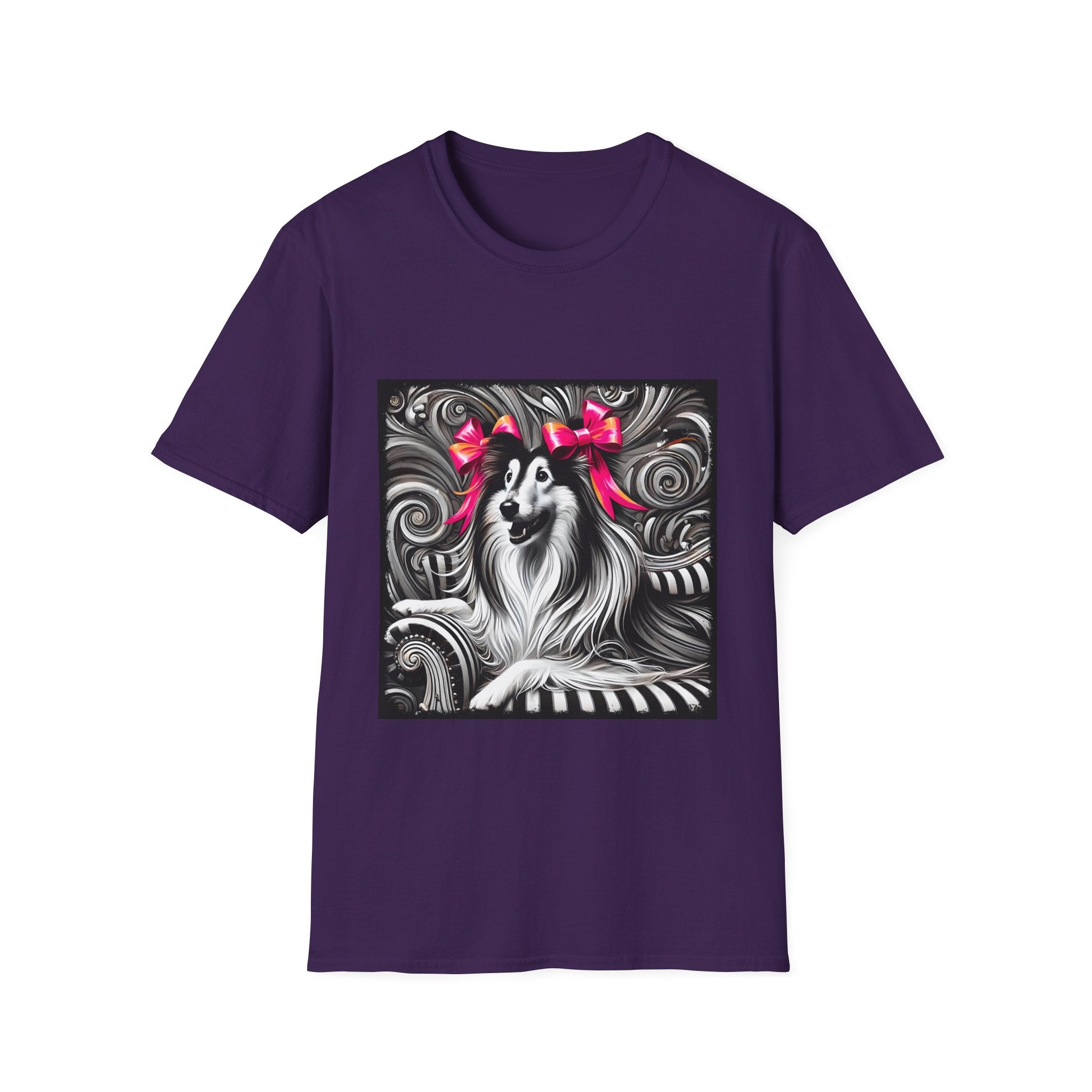 Collie B&W Pink Bow | Unisex Dog T-Shirt