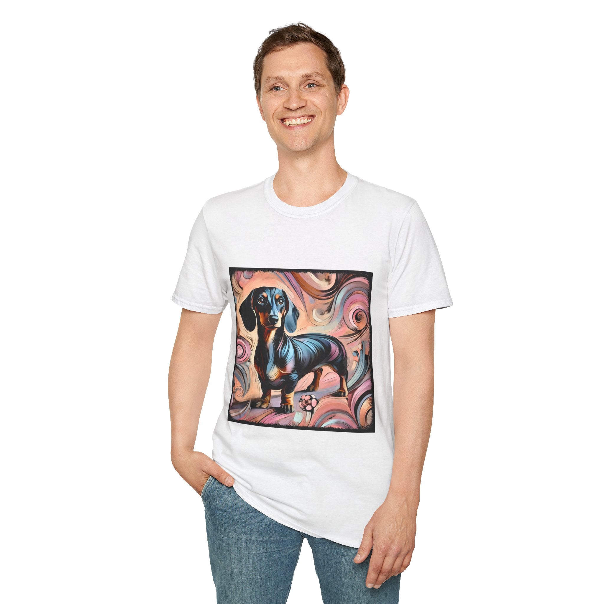 Dachshund Pink Swirl | Unisex Dog T-Shirt