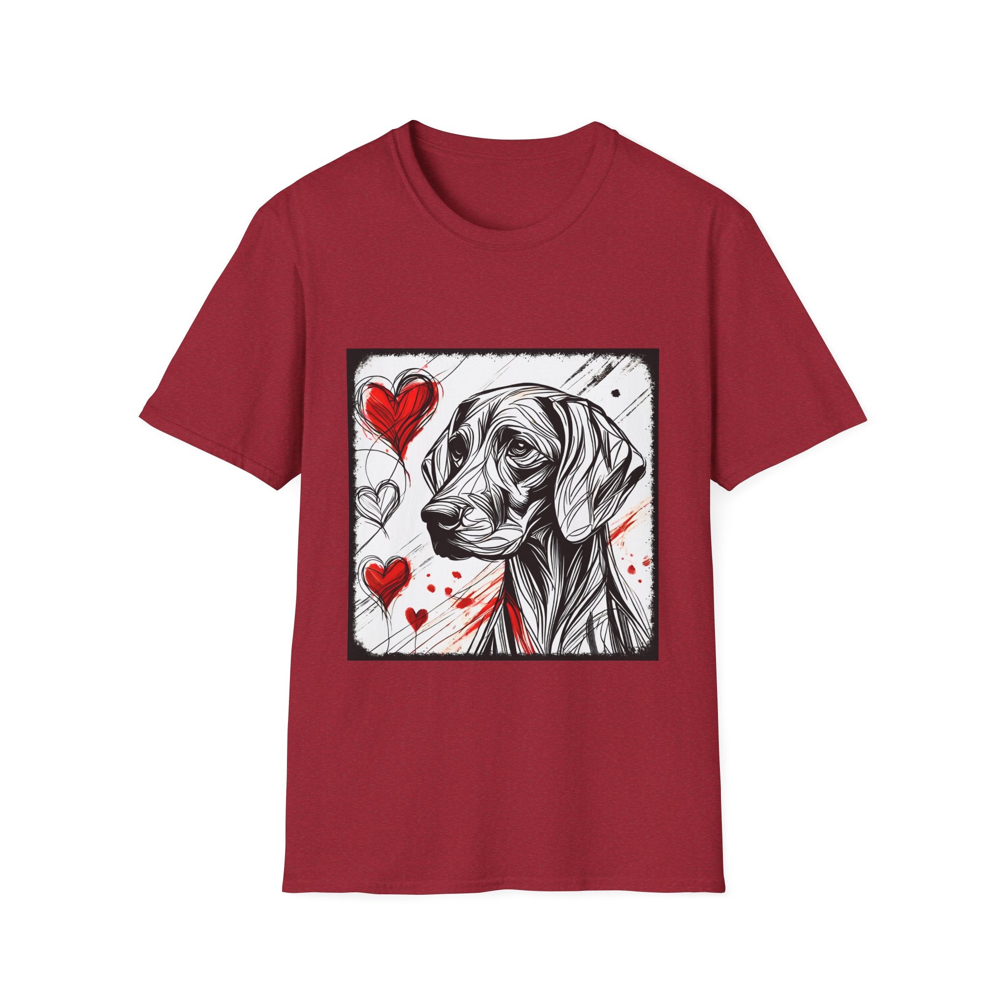 Weimaraner Bold Heart Sketch | Unisex Dog T-Shirt