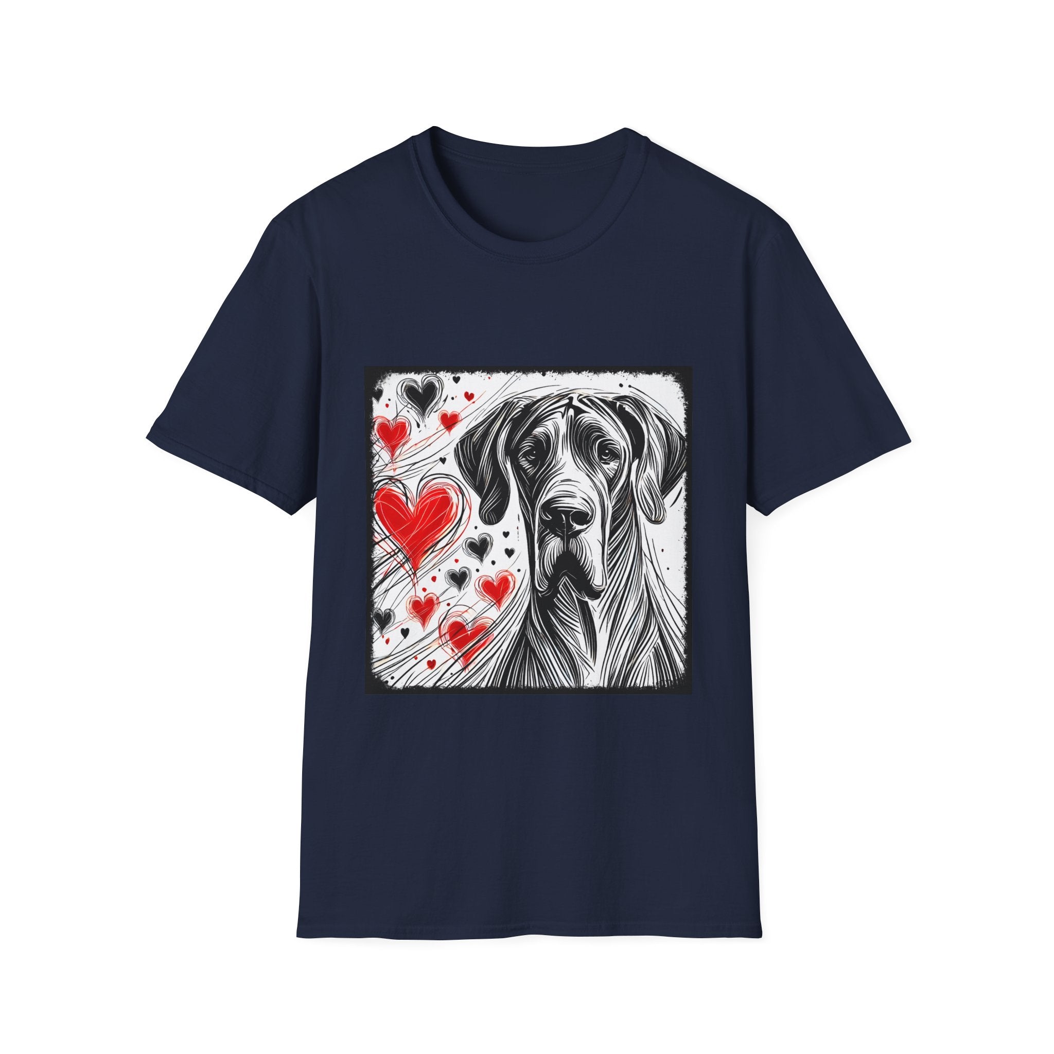 Great Dane Bold Heart Sketch | Unisex Dog T-Shirt