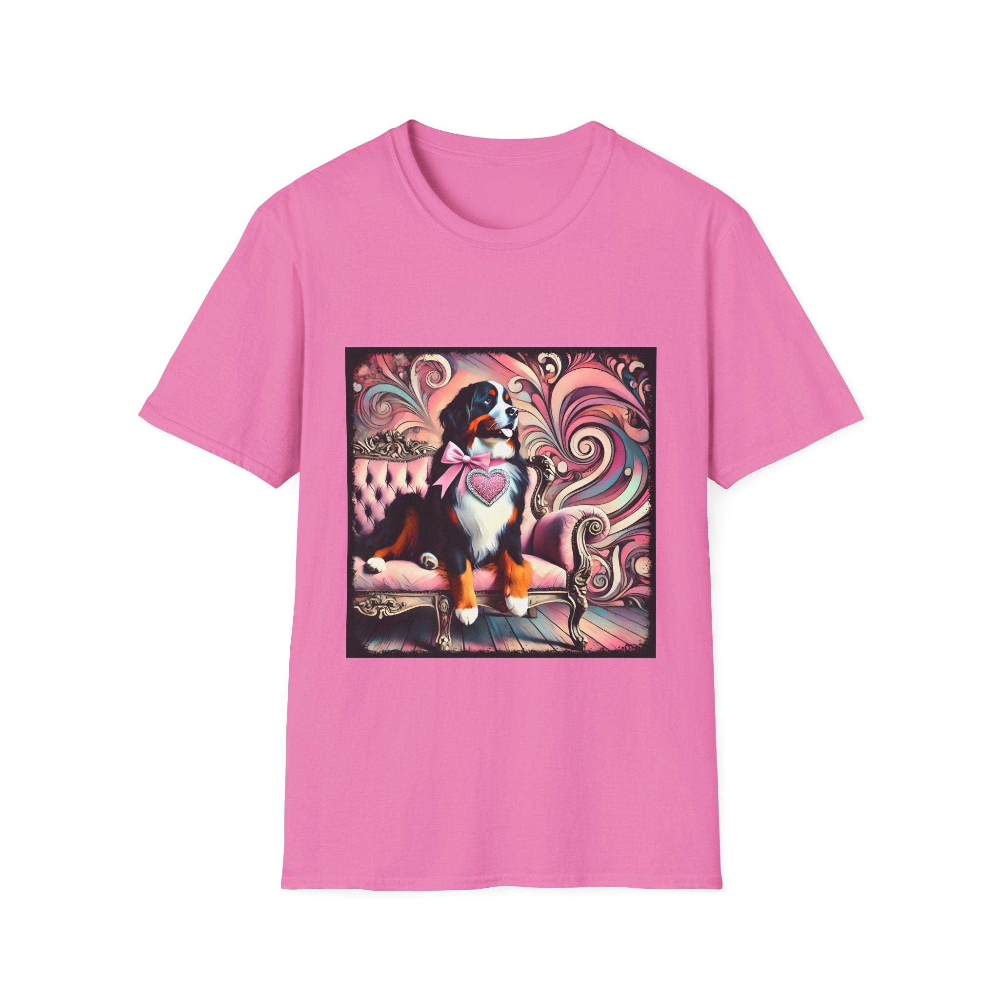 Bernese Mountain Dog Pink Swirl | Unisex Dog T-Shirt